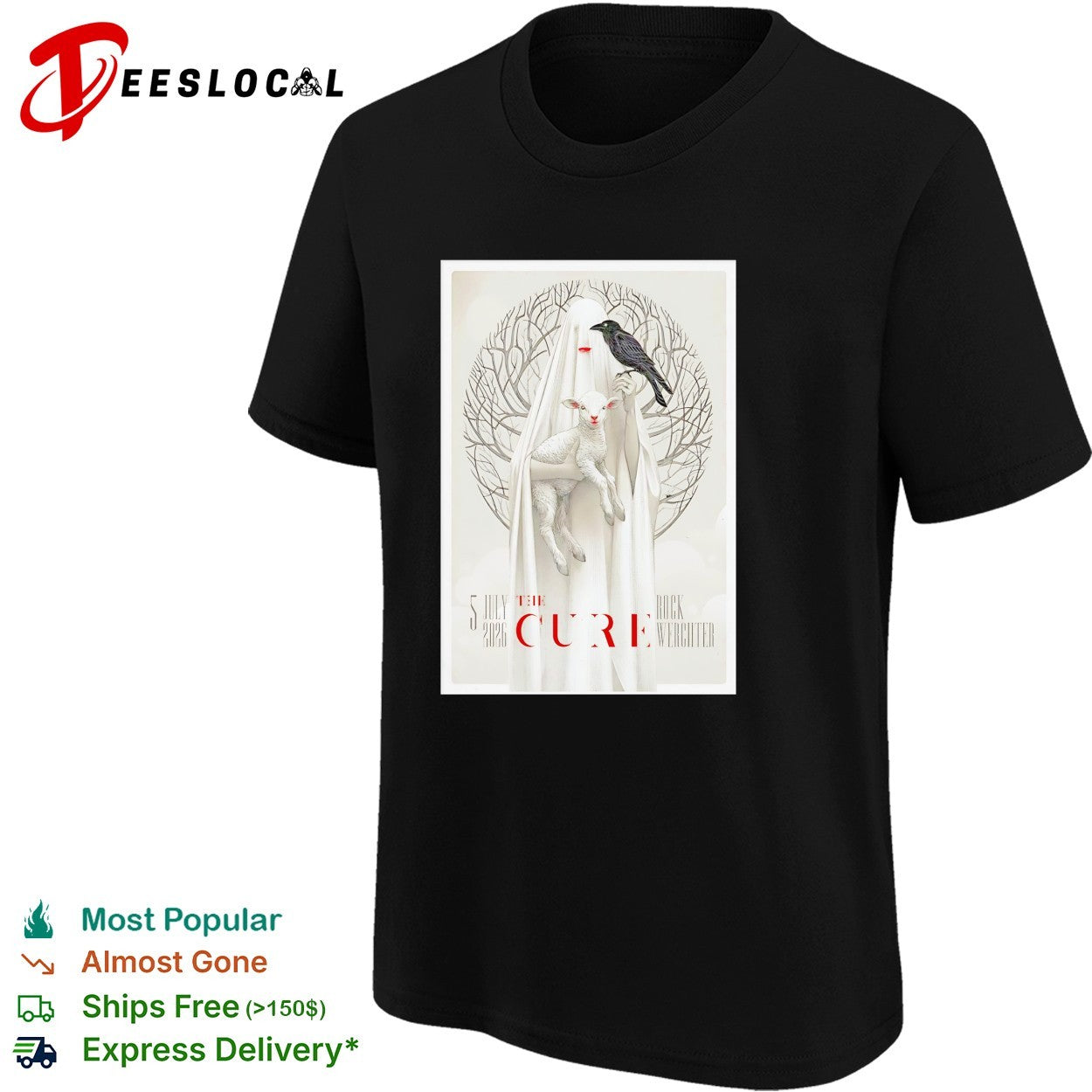 The Cure Rock Werchter July 5 2026 ghost holding lamb and raven concert shirt