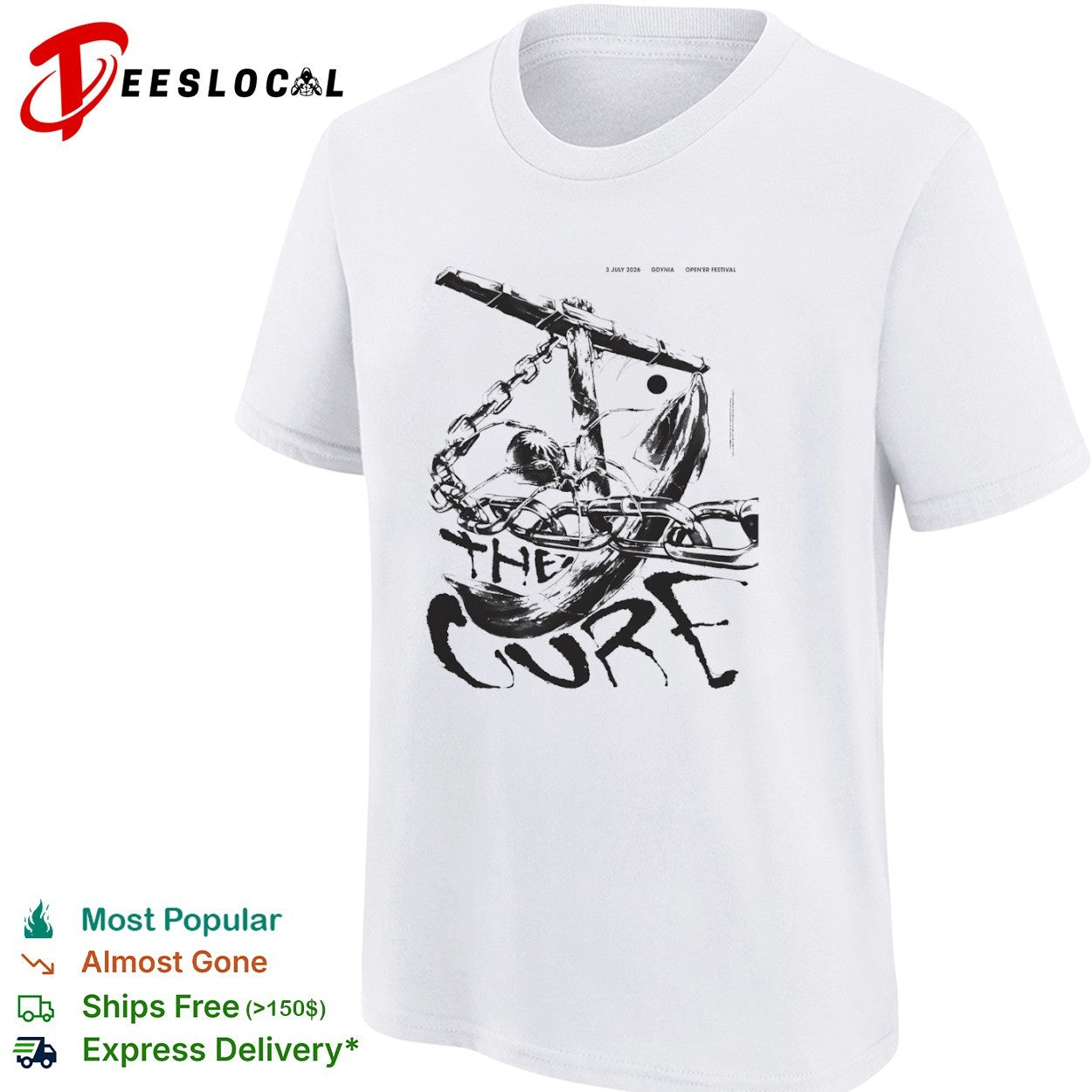 The Cure anchor 3 July 2026 Gdynia Opener Festival shirt