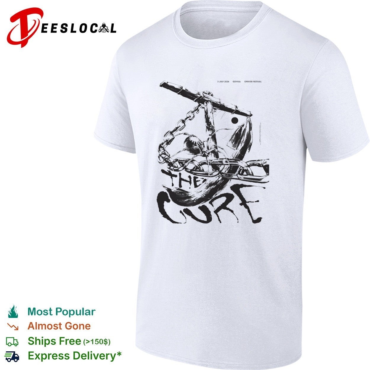 The Cure anchor 3 July 2026 Gdynia Opener Festival shirt