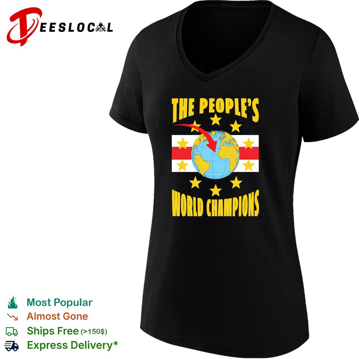 The People’s World Champions Canary Islands Flag Earth Globe Print Casual shirt