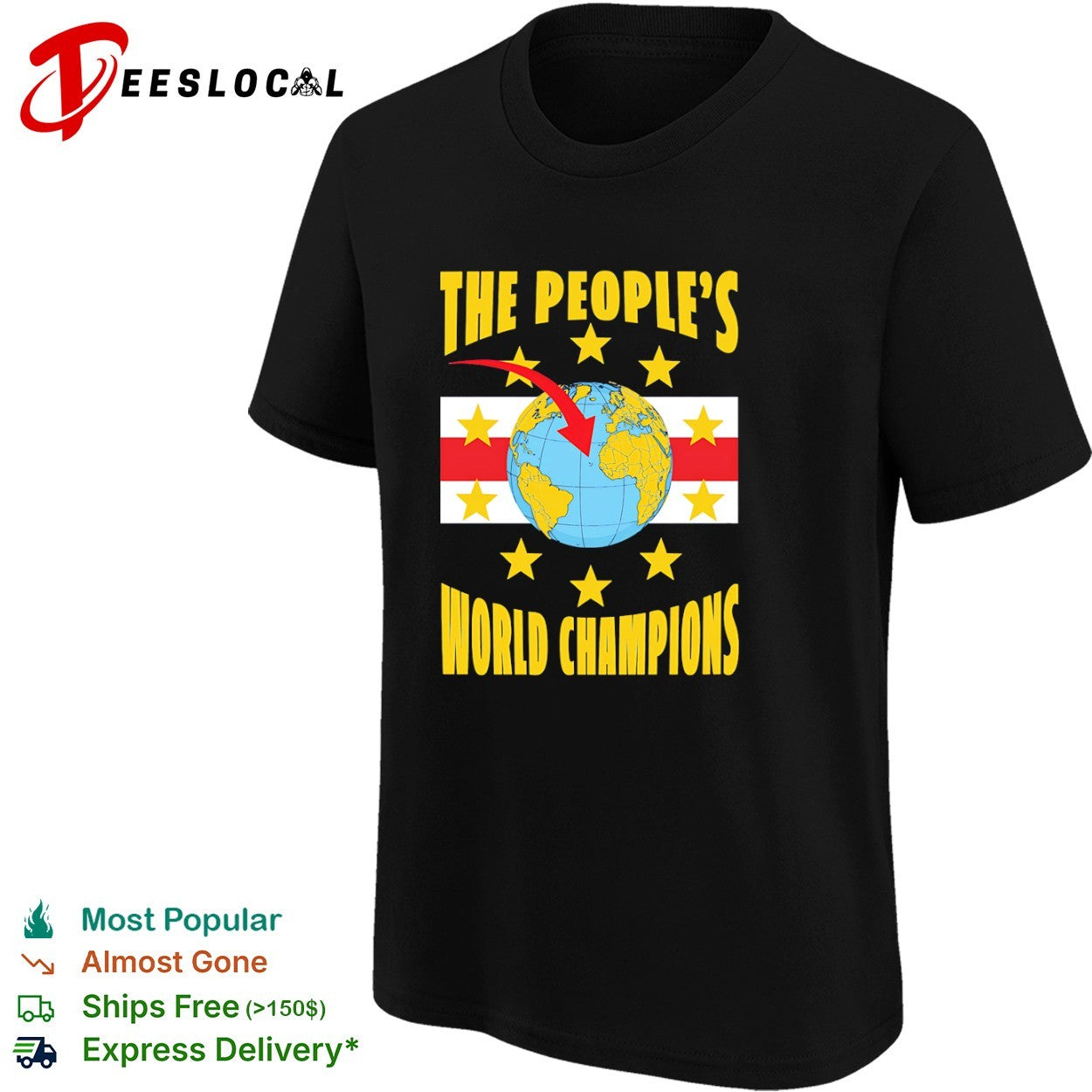 The People’s World Champions Canary Islands Flag Earth Globe Print Casual shirt