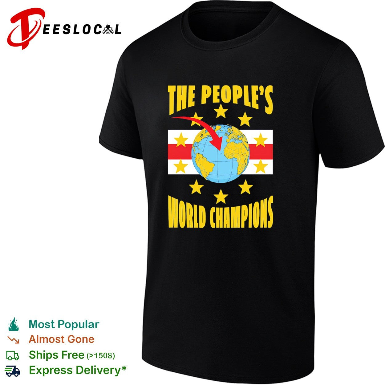 The People’s World Champions Canary Islands Flag Earth Globe Print Casual shirt