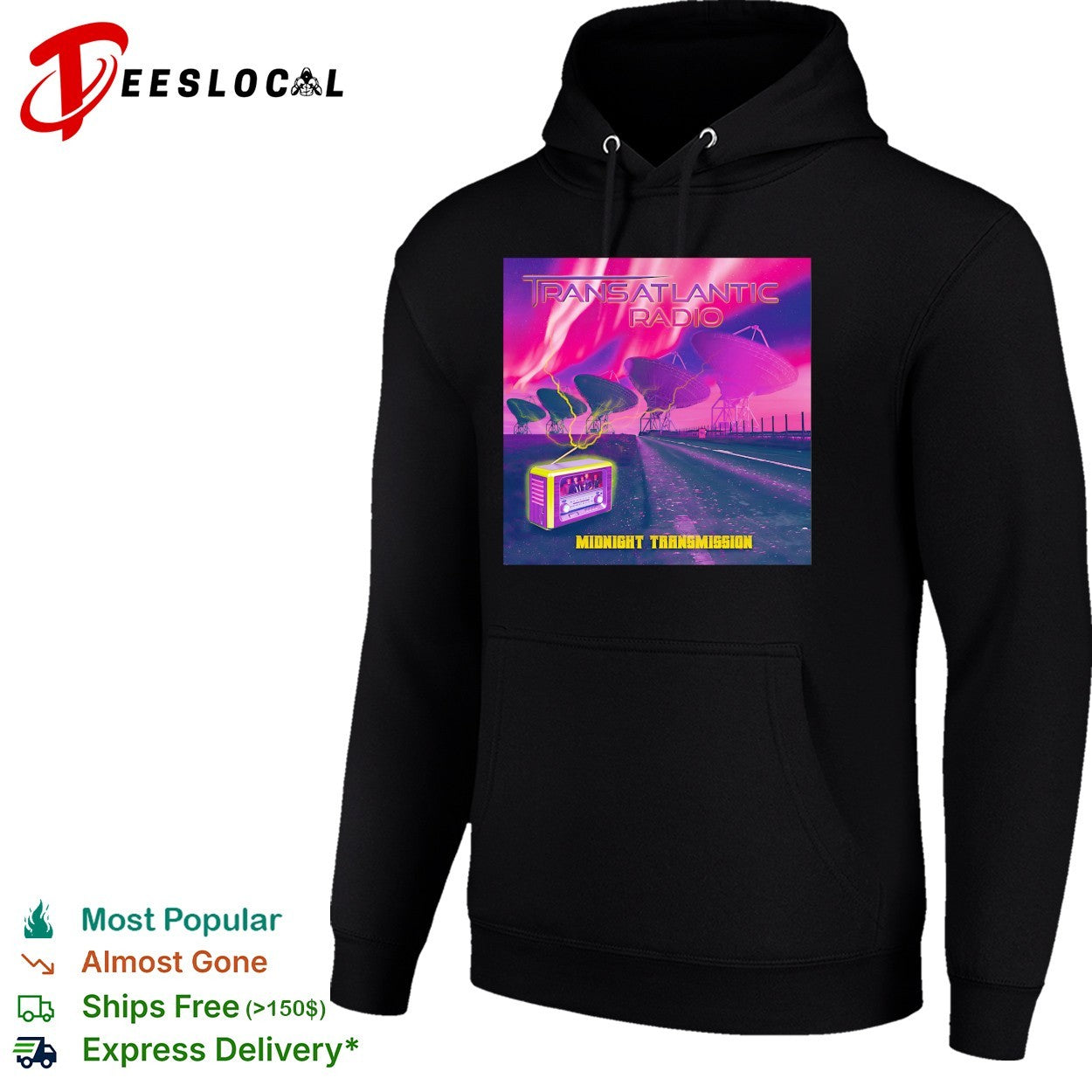 Transatlantic Radio Midnight Transmission satellite dishes shirt