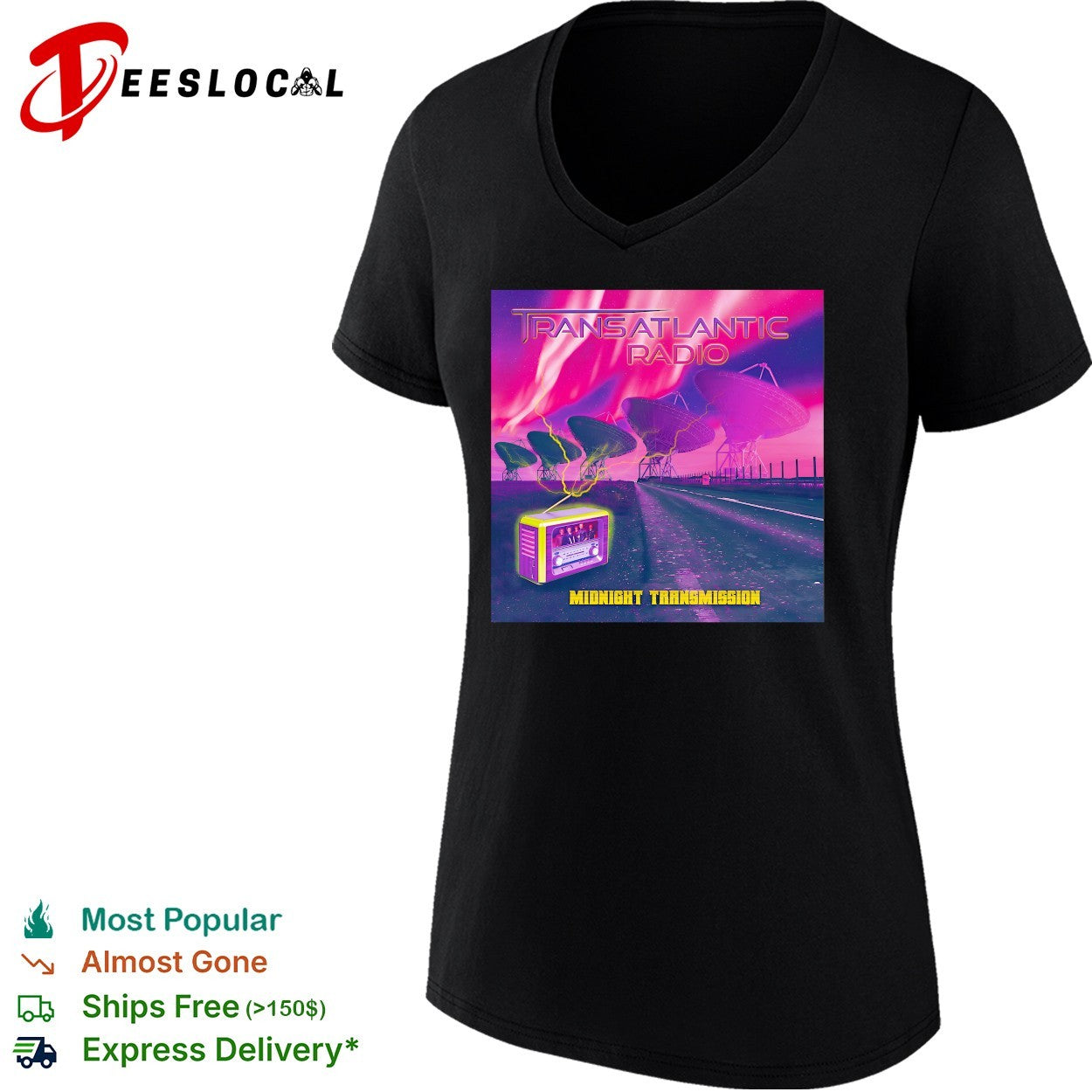 Transatlantic Radio Midnight Transmission satellite dishes shirt