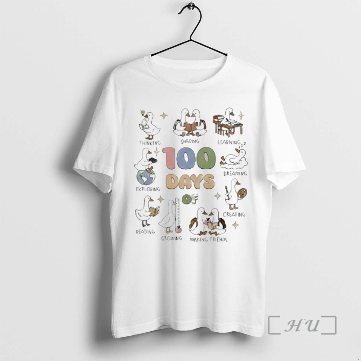 Trending Goose 100th Day School Think Shaking Learning Exploring Dreaming Reading Creating T-Shirts, Hoodie, Sweatshirt