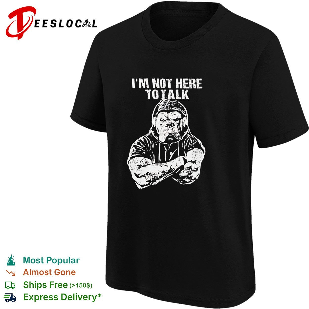 Trevor Rogers wearing I’m Not Here To Talk shirt