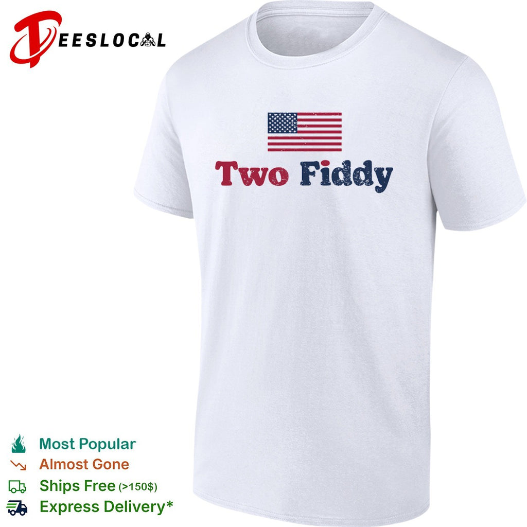 Two fiddy distressed American flag shirt