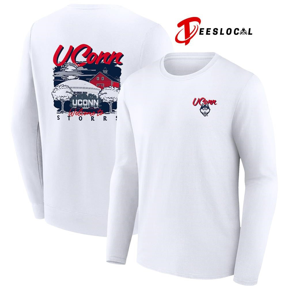 UConn Huskies welcome to Storrs hand drawn campus graphic shirt