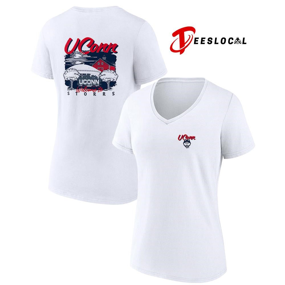 UConn Huskies welcome to Storrs hand drawn campus graphic shirt