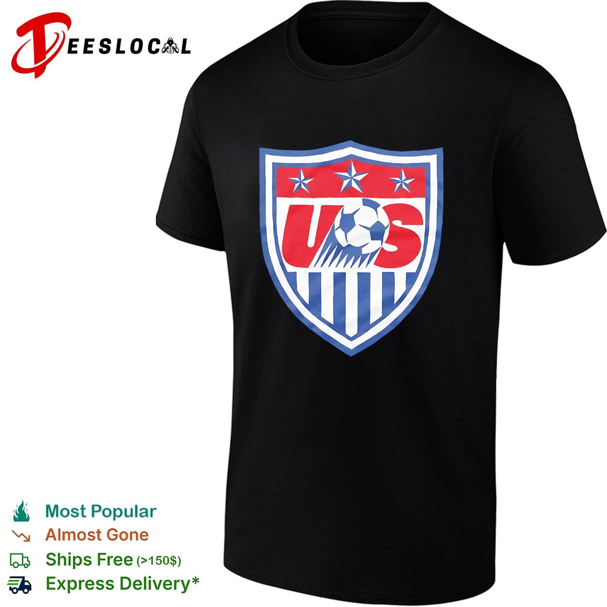 US Soccer shield crest three stars shirt
