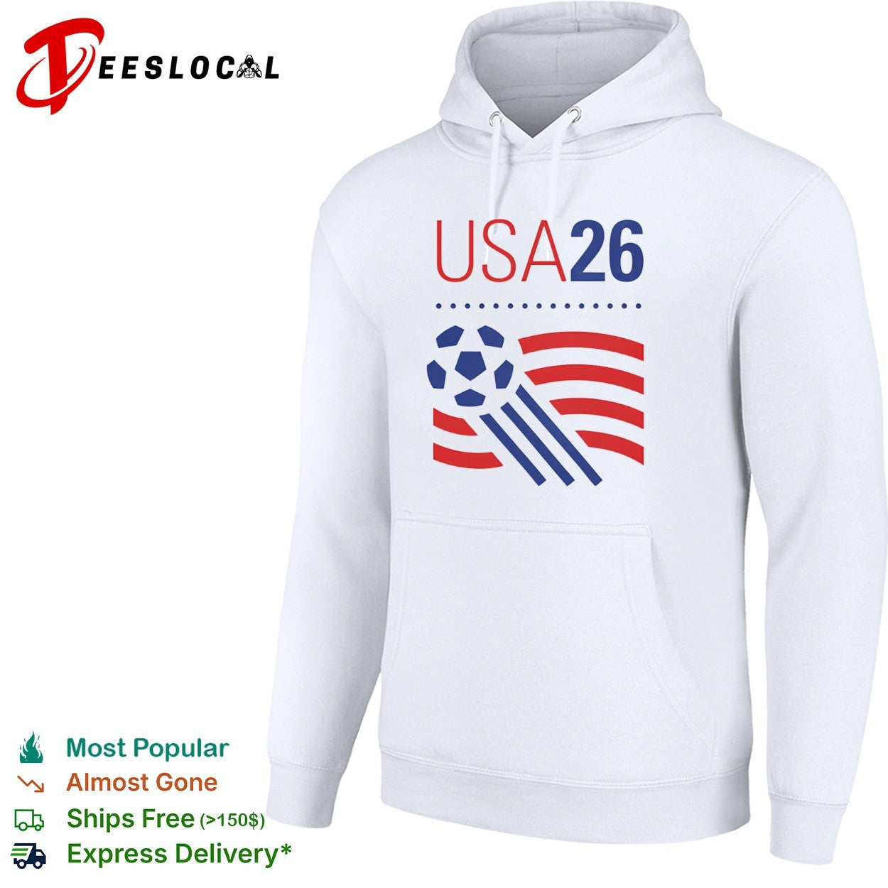 USA 26 Soccer Tournament Patriotic Stripes and Sports Ball shirt