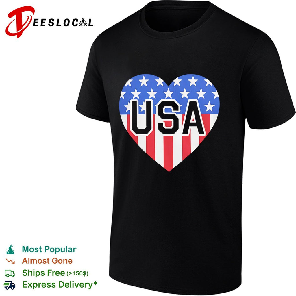 USA heart flag emblem Patriotic shirt