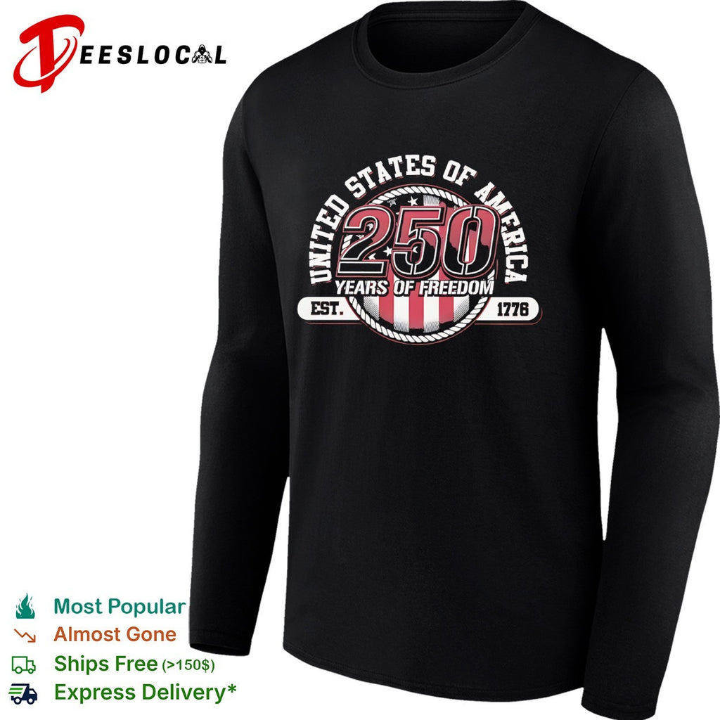 United States of America 250 Years of Freedom Est 1776 Patriotic American Flag shirt