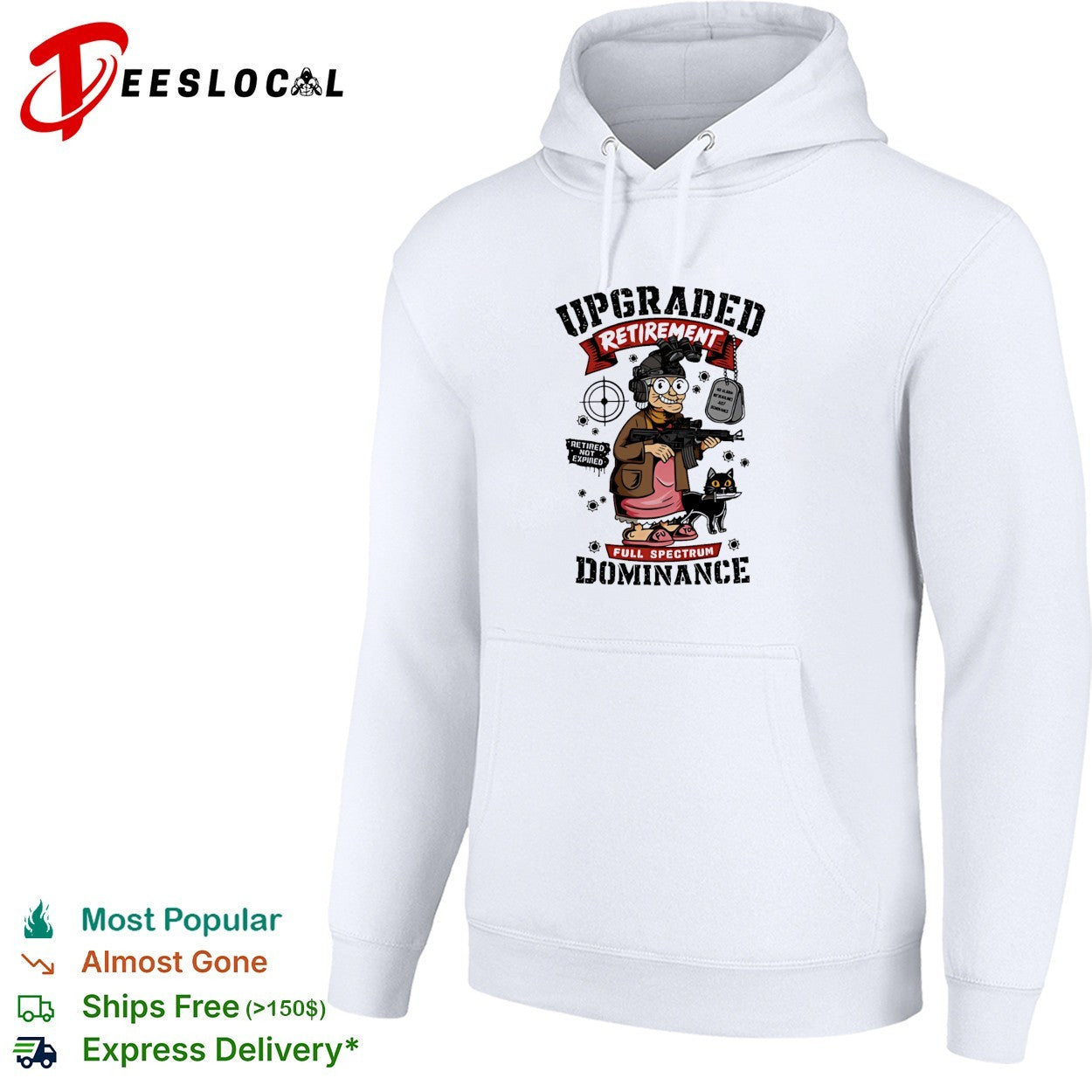 Upgraded retirement full spectrum dominance grandma assault rifle cat night vision shirt