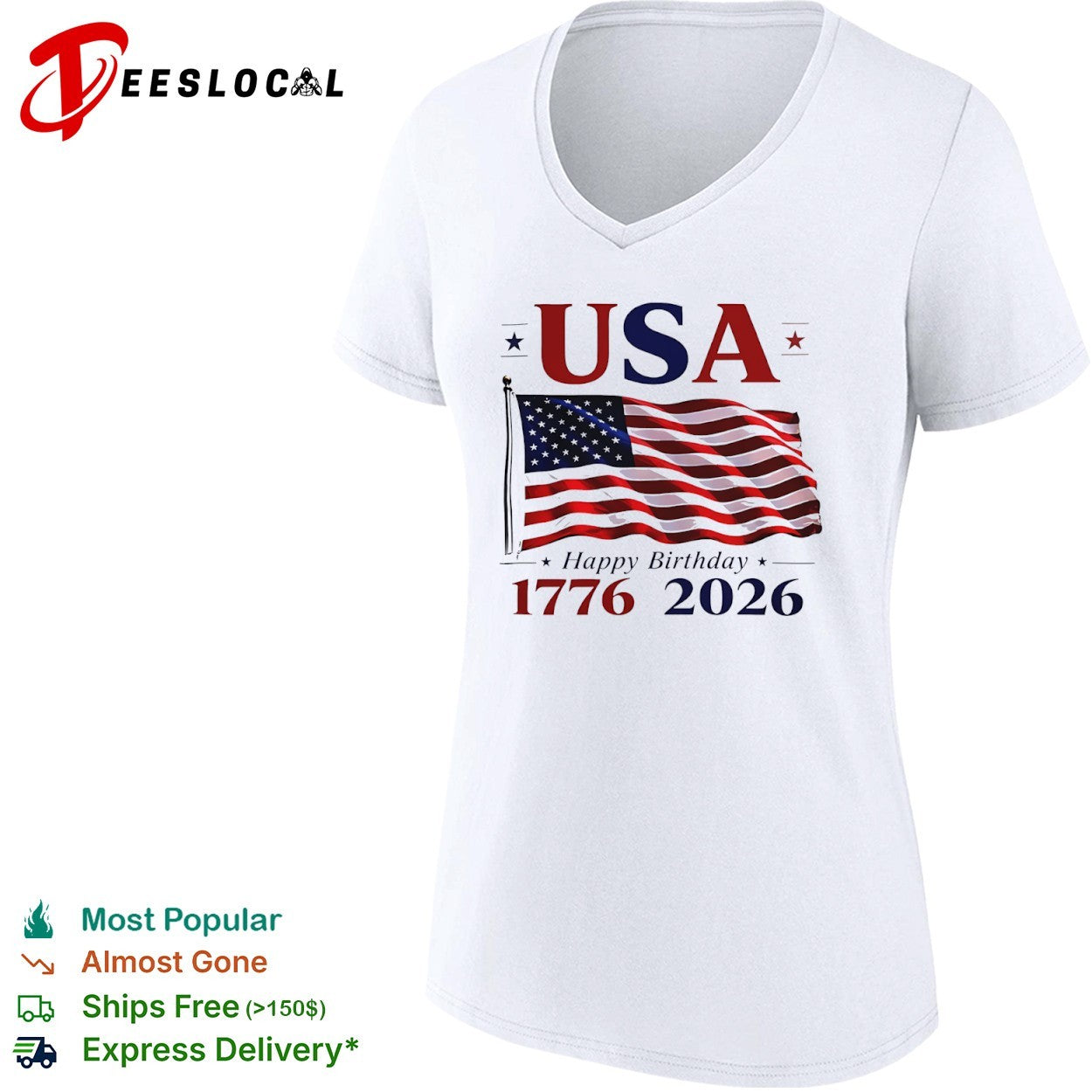 Usa Happy Birthday 1776 2026 American Flag Independence Day shirt