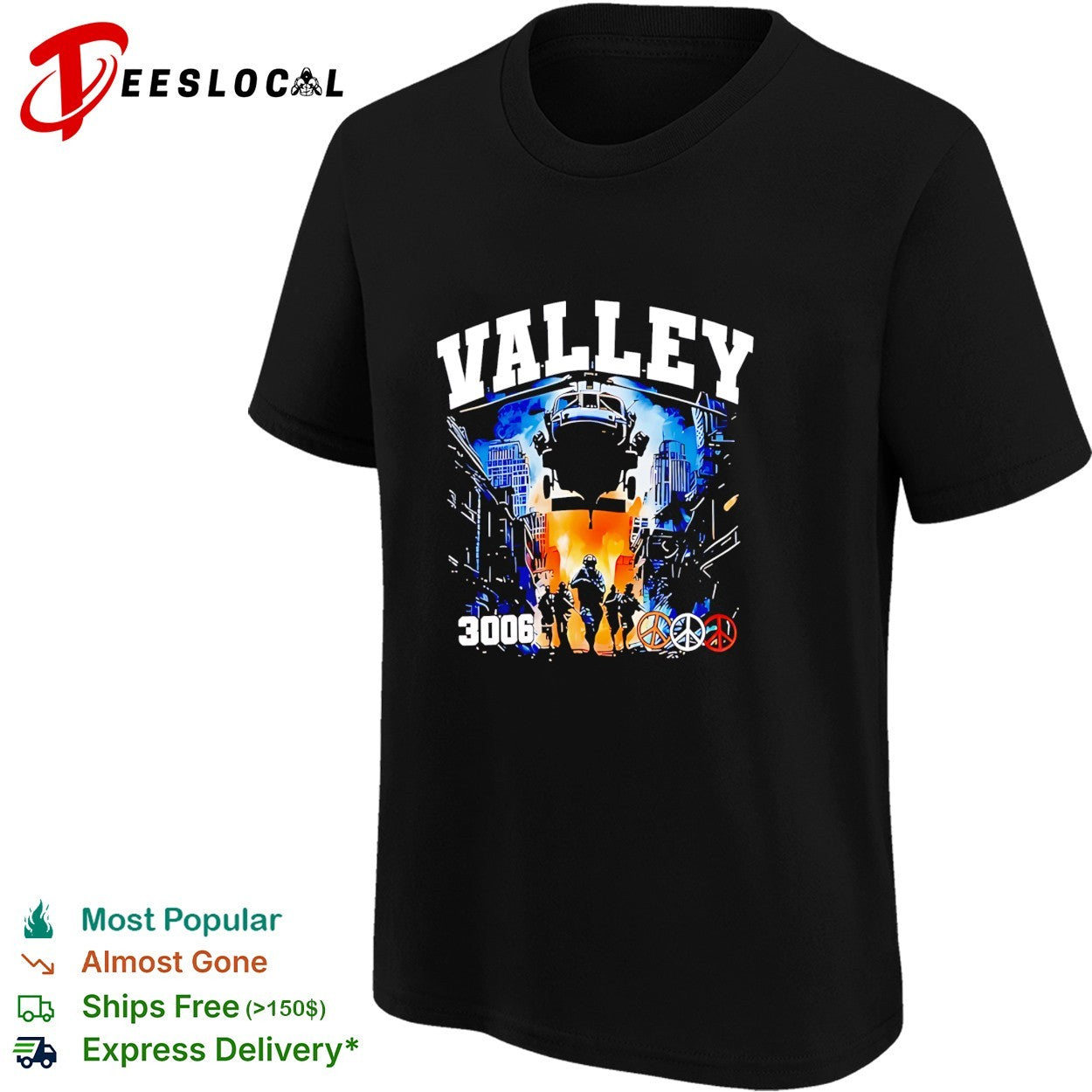 Valley 3006 peace squad graphic shirt