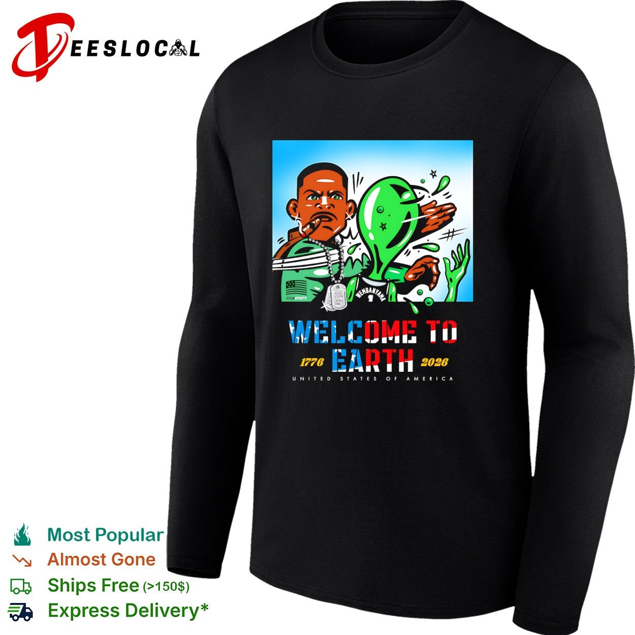 Victor Wembanyama punching alien welcome to Earth USA 1776 2026 shirt