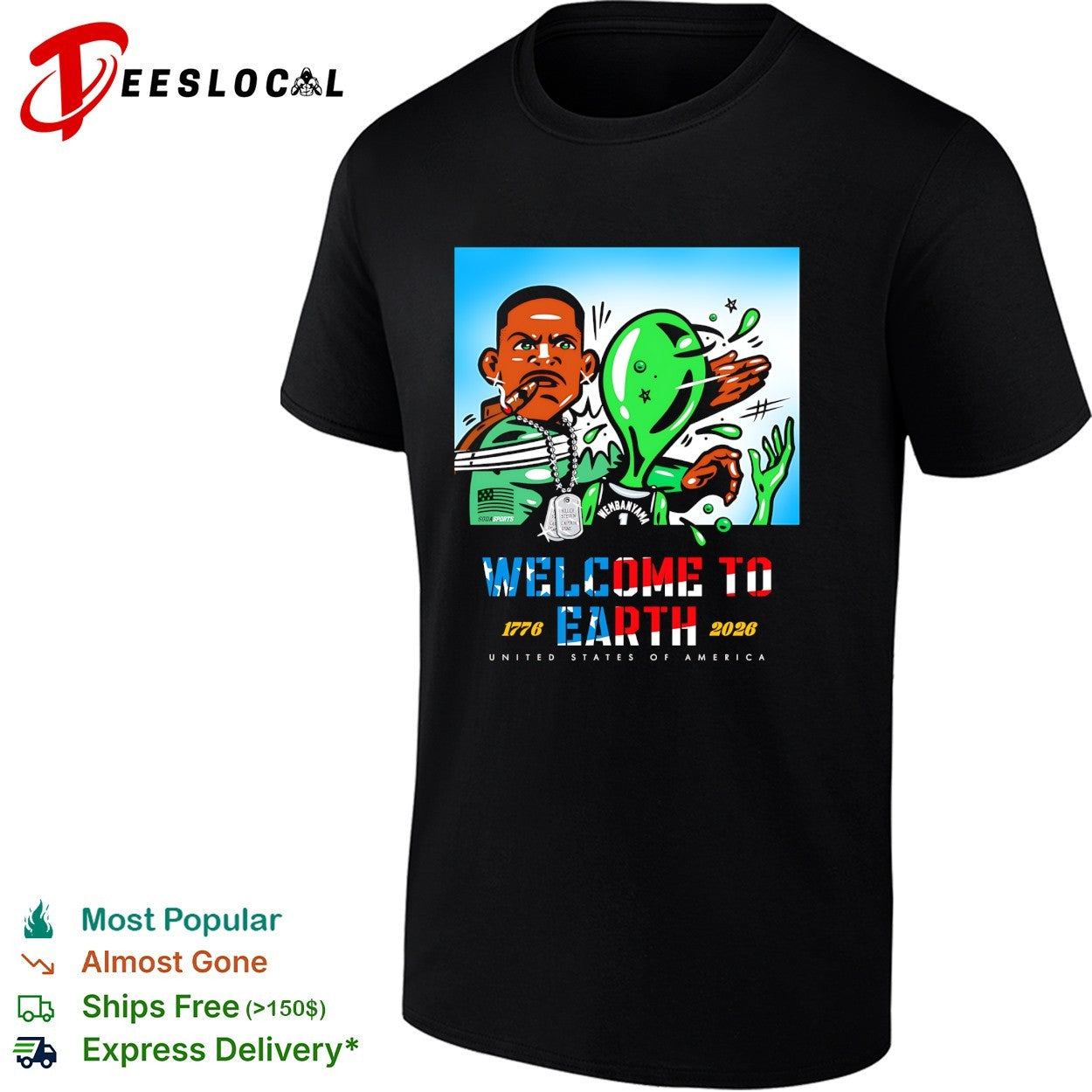 Victor Wembanyama punching alien welcome to Earth USA 1776 2026 shirt