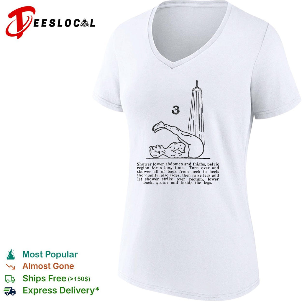 Vintage hygiene shower instruction diagram step 3 shirt