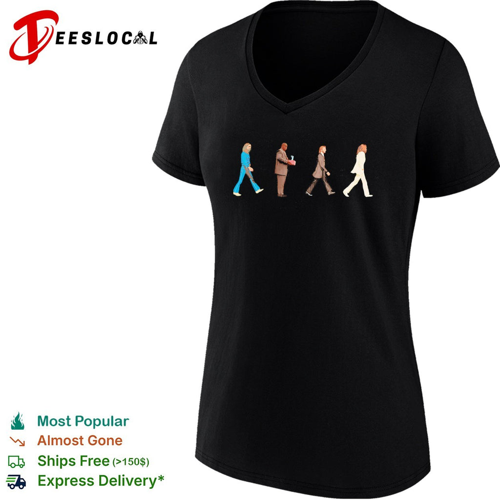 Walking across parody four people walking shirt