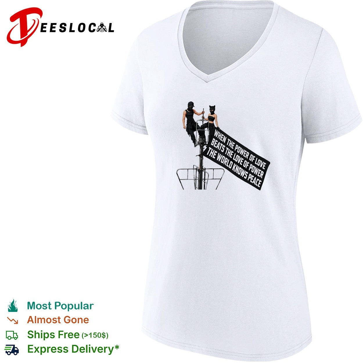 When the power of love beats the love of power the world knows peace streetlight two figures shirt