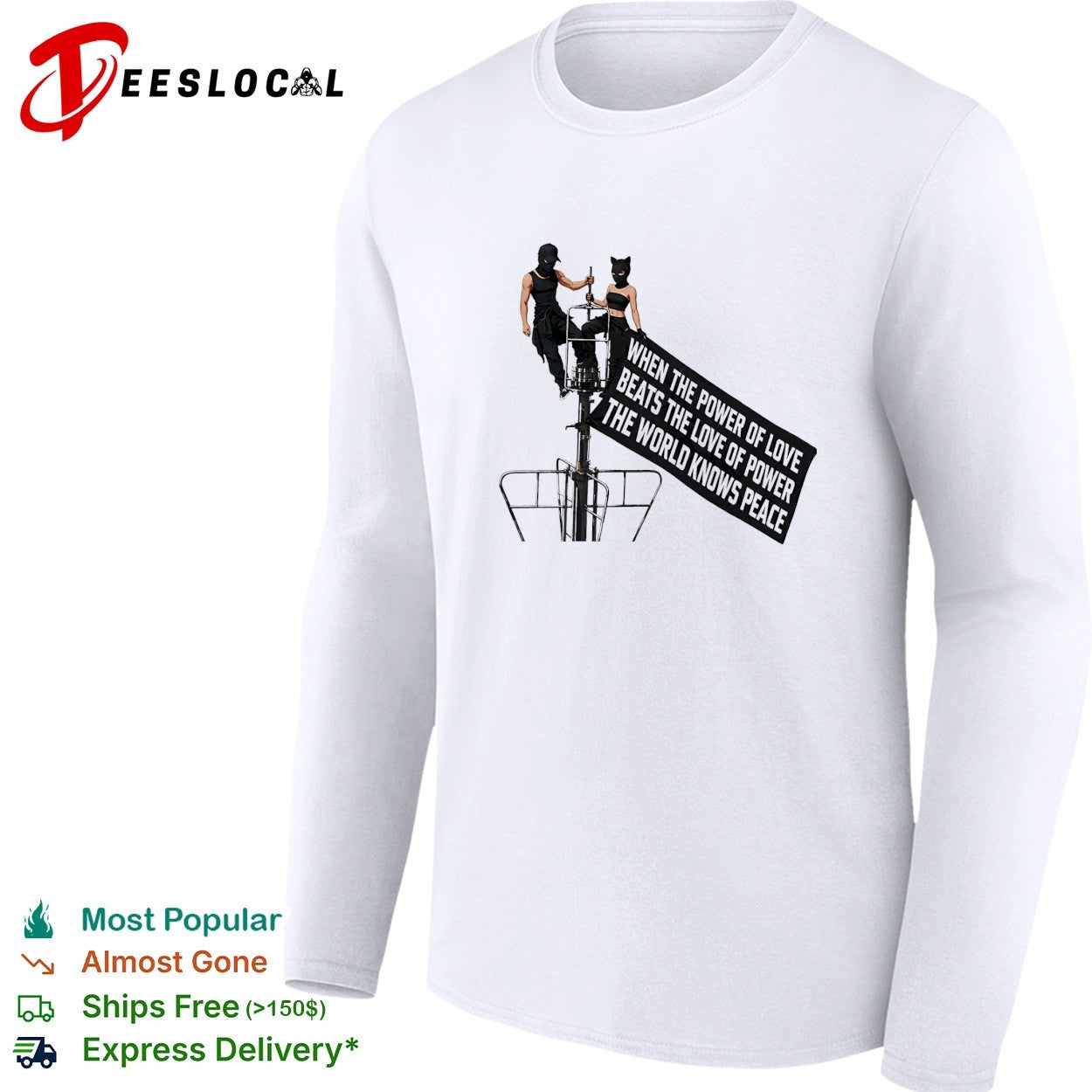 When the power of love beats the love of power the world knows peace streetlight two figures shirt