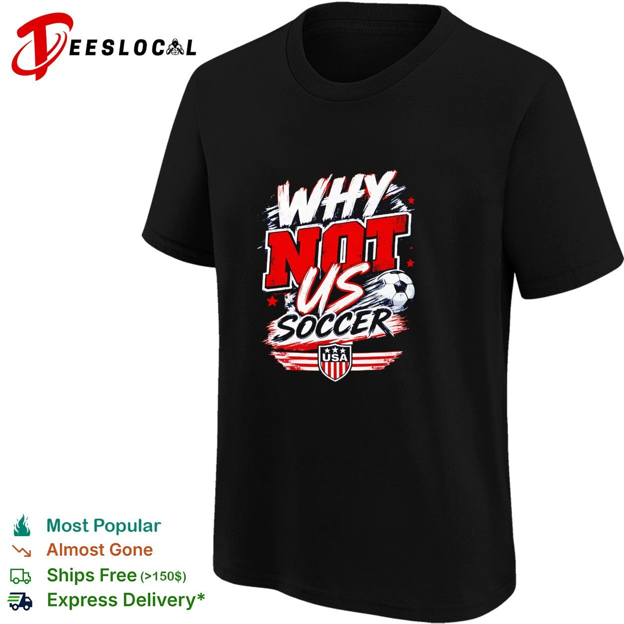 Why not US Soccer USA shield brush stroke American flag World Cup shirt
