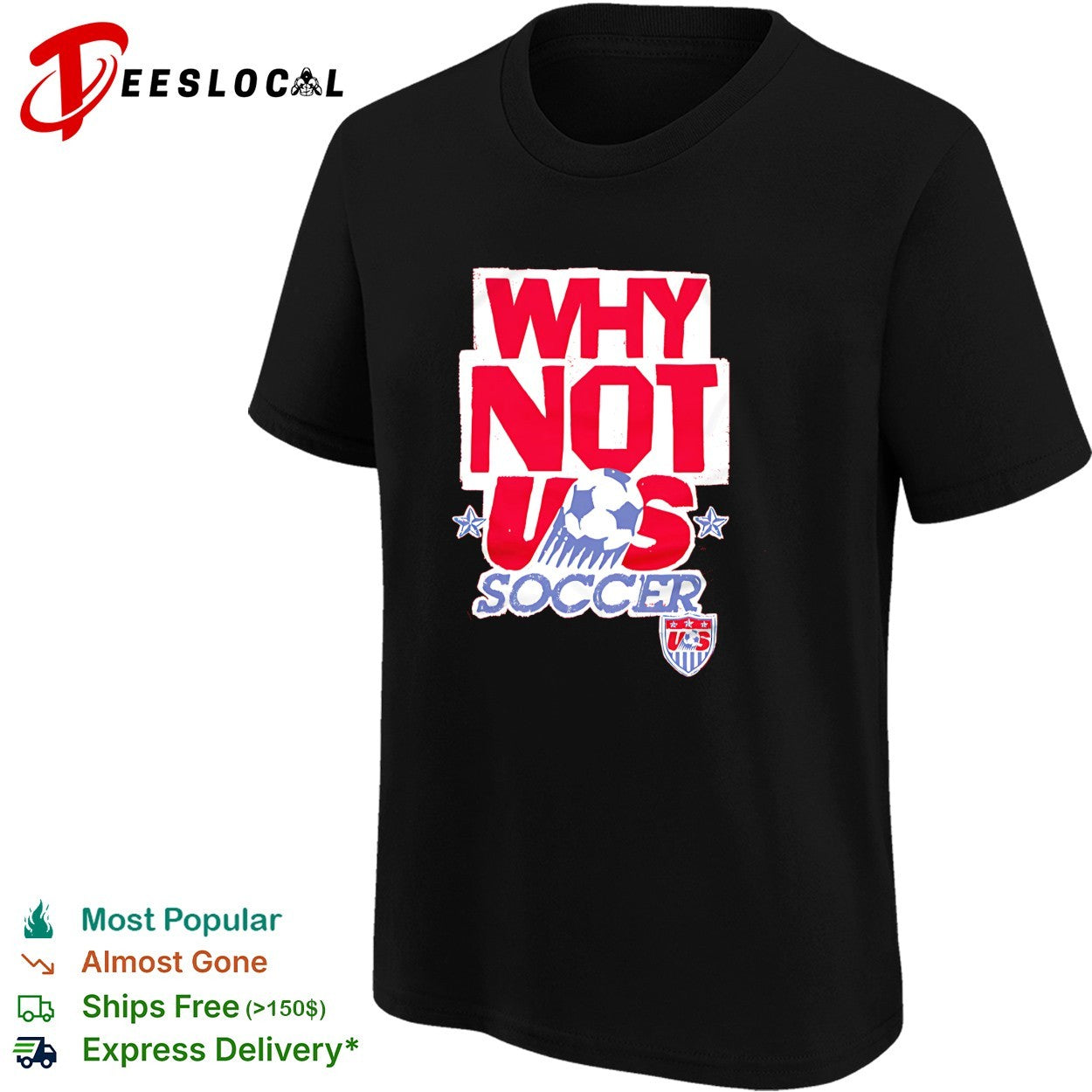 Why not US Soccer soccer ball in letters World Cup shirt