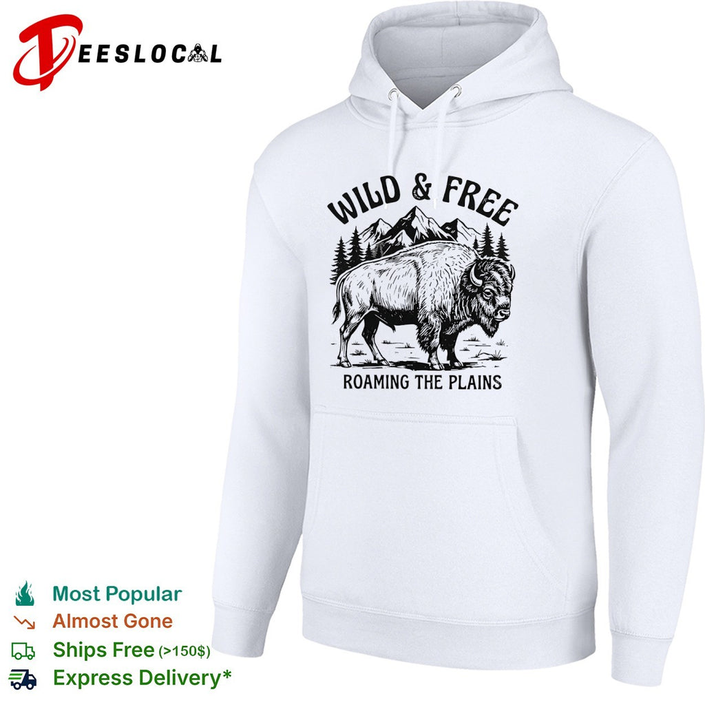 Wild and Free Roaming the Plains American Bison Mountain Nature Wildlife shirt