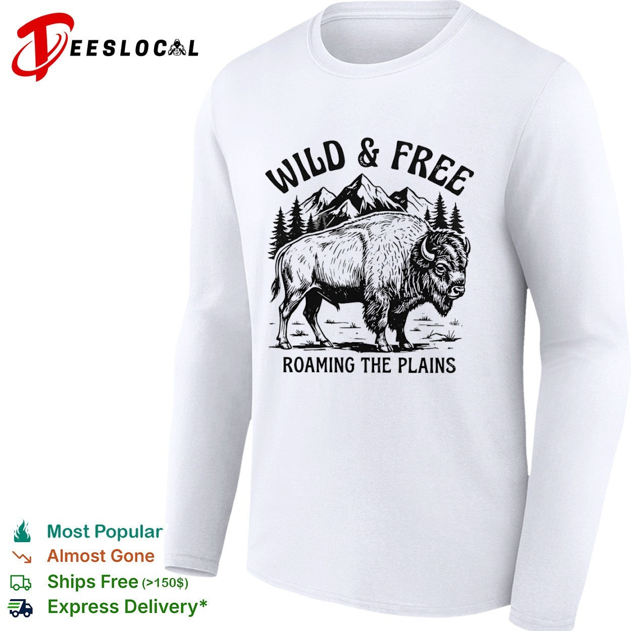 Wild and Free Roaming the Plains American Bison Mountain Nature Wildlife shirt