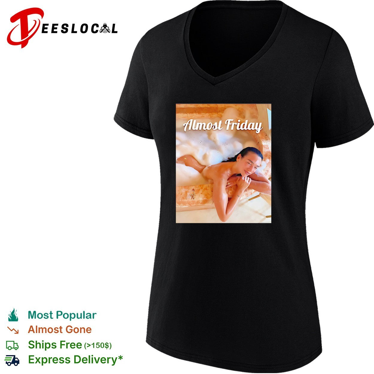 Woman relaxing in luxury bubble bath Almost Friday shirt