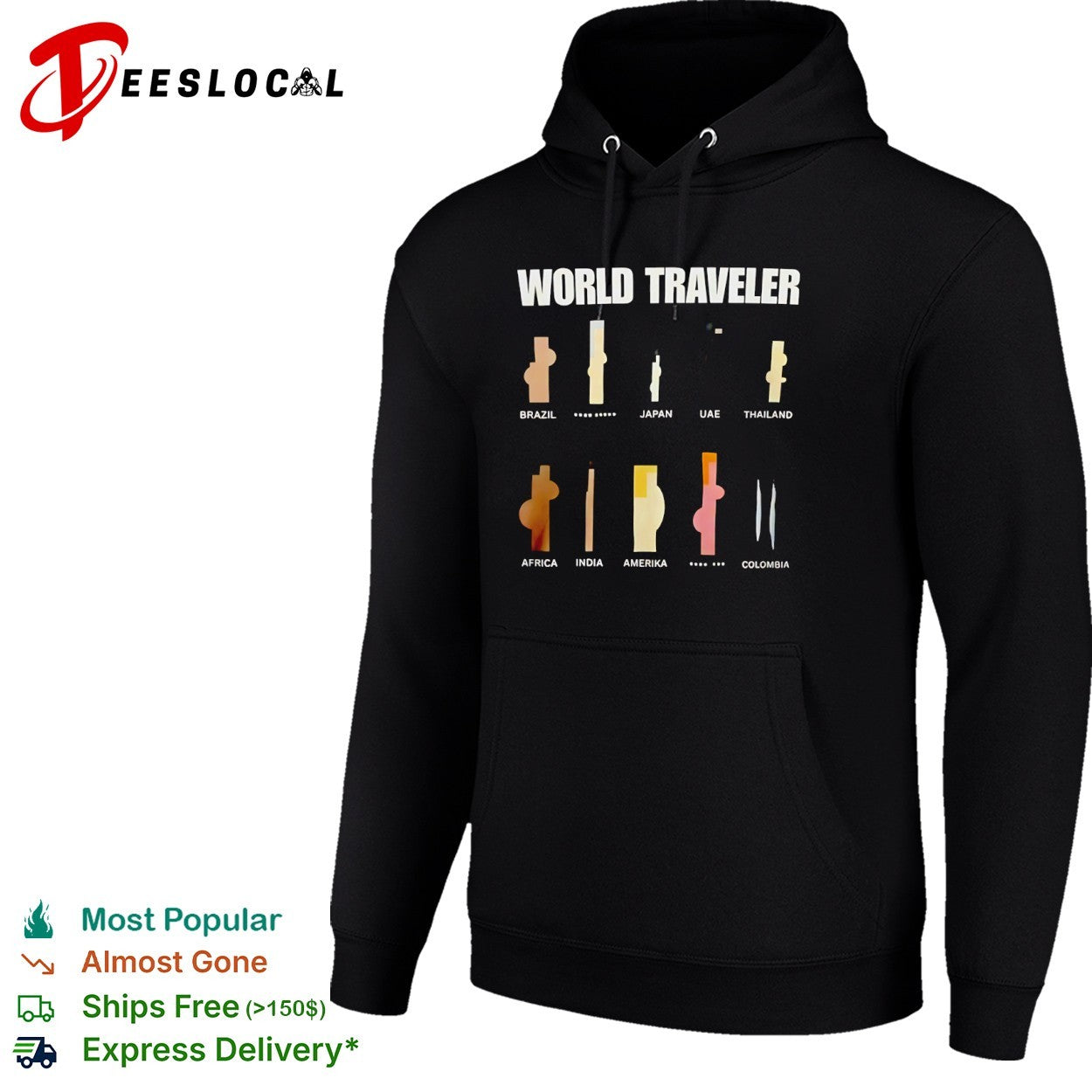 World Traveler Brazil Japan UAE Thailand Africa India Amerika Colombia shirt