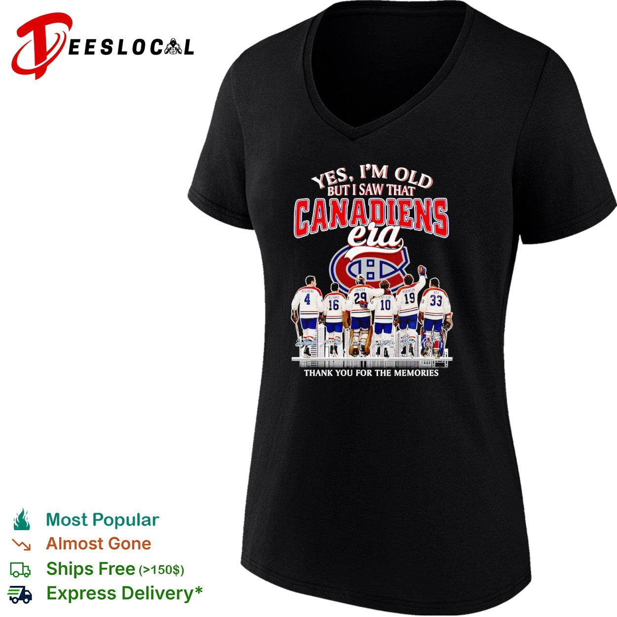 Yes I am old but I saw that Canadiens era Jean Beliveau Henri Richard Ken Dryden shirt