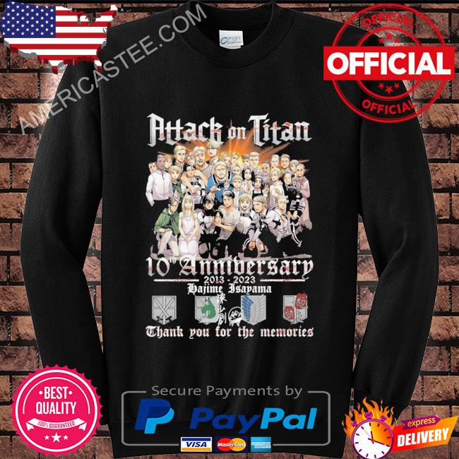 Attach On Titan 10th Anniversary 2013 – 2023 Isayama Hajime Thank You For The Memories T-Shirt