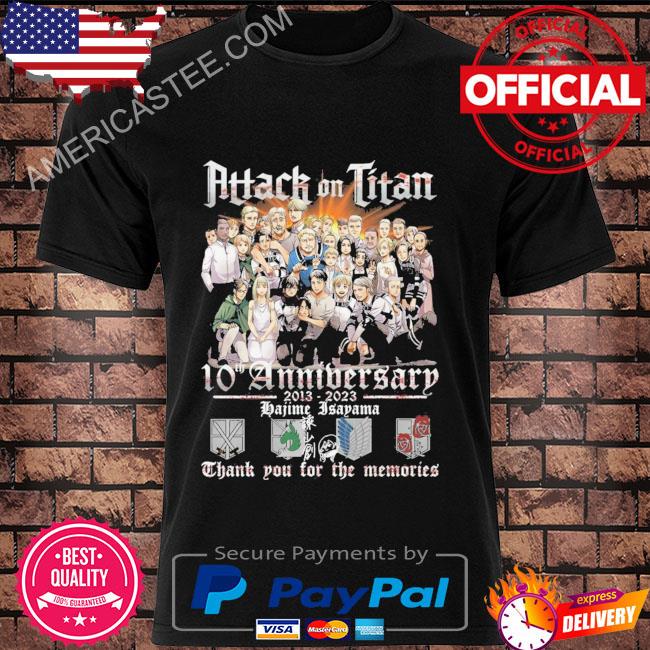 Attach On Titan 10th Anniversary 2013 – 2023 Isayama Hajime Thank You For The Memories T-Shirt