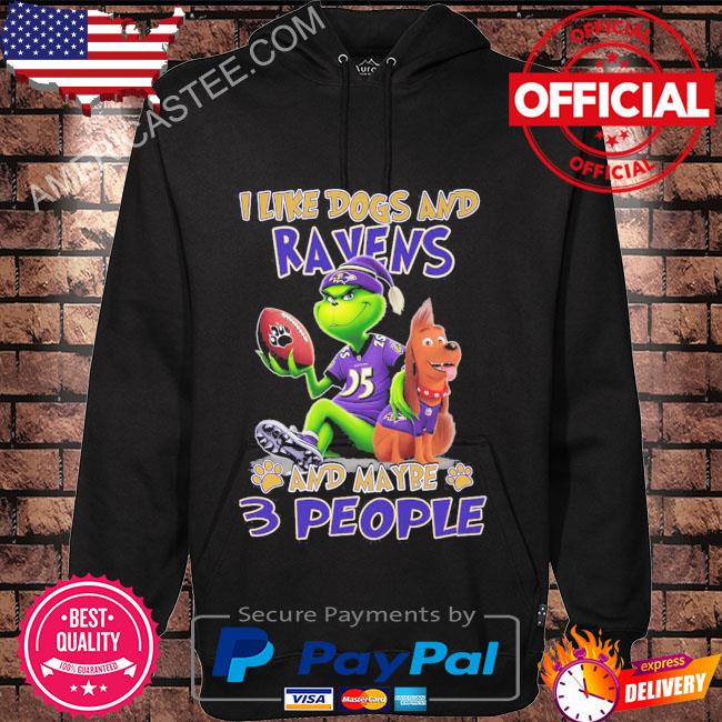 Baltimore ravens grinch I like dogs and ravens and maybe 3 people Christmas winter holiday season greeting sweater