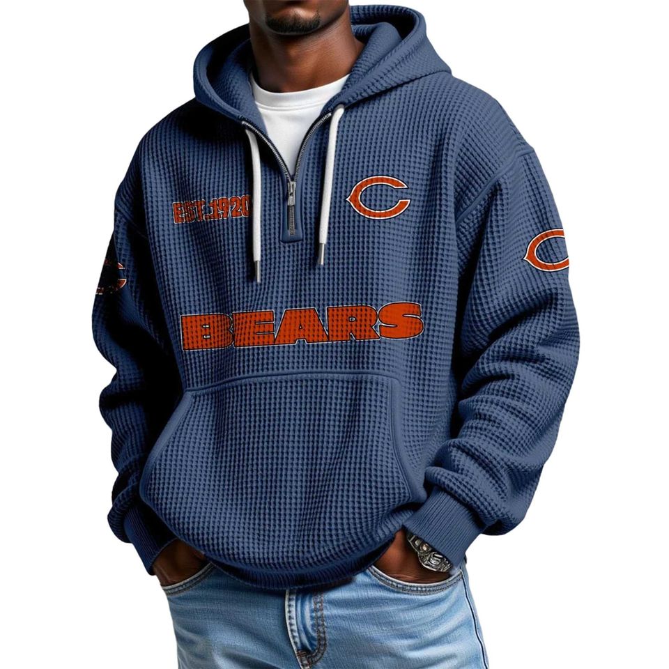 Bears EST 1920 Quarter Zip Waffle Hoodie