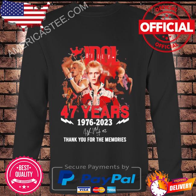 Billy Idol 47 Years 1976 – 2023 Thank You For The Memories T-Shirt