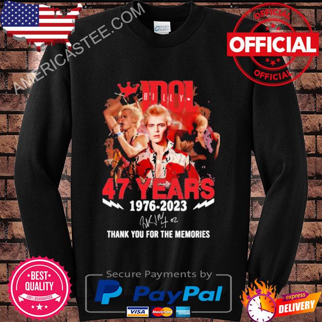 Billy Idol 47 Years 1976 – 2023 Thank You For The Memories T-Shirt