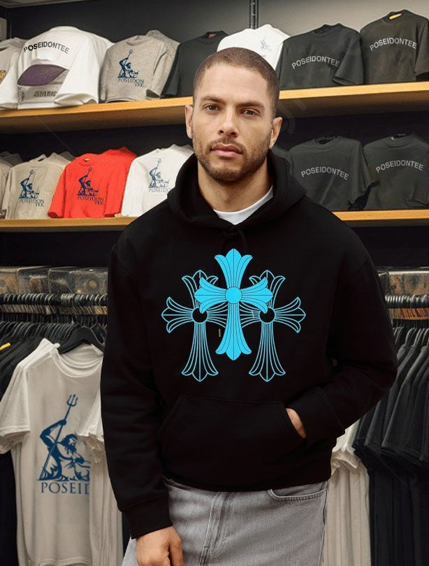 Blue And Black Chrome Heart T-shirt
