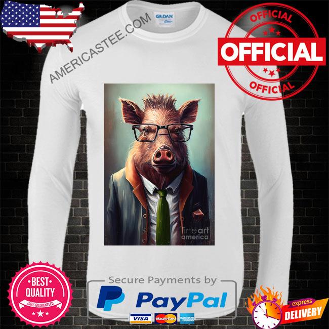 Boar in Suit Watercolor Hipster Animal Retro Costume shirt