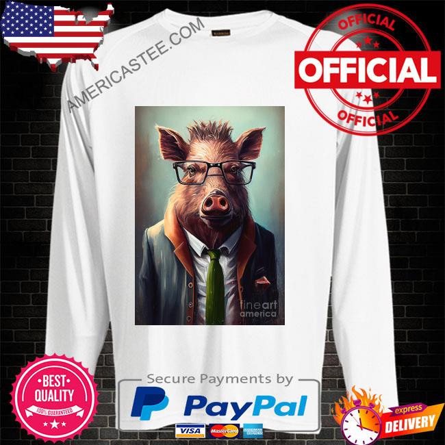 Boar in Suit Watercolor Hipster Animal Retro Costume shirt