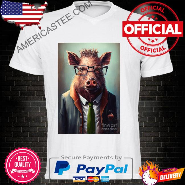 Boar in Suit Watercolor Hipster Animal Retro Costume shirt