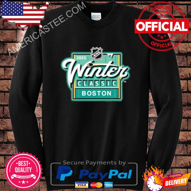 Boston bruins vs. Pittsburgh penguins fanatics branded black 2023 nhl winter classic event logo shirt