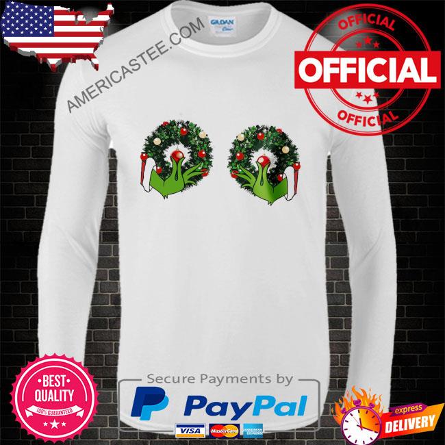 Christmas boobies the grinch hand is on the breast hand boob naughty dirty sweater