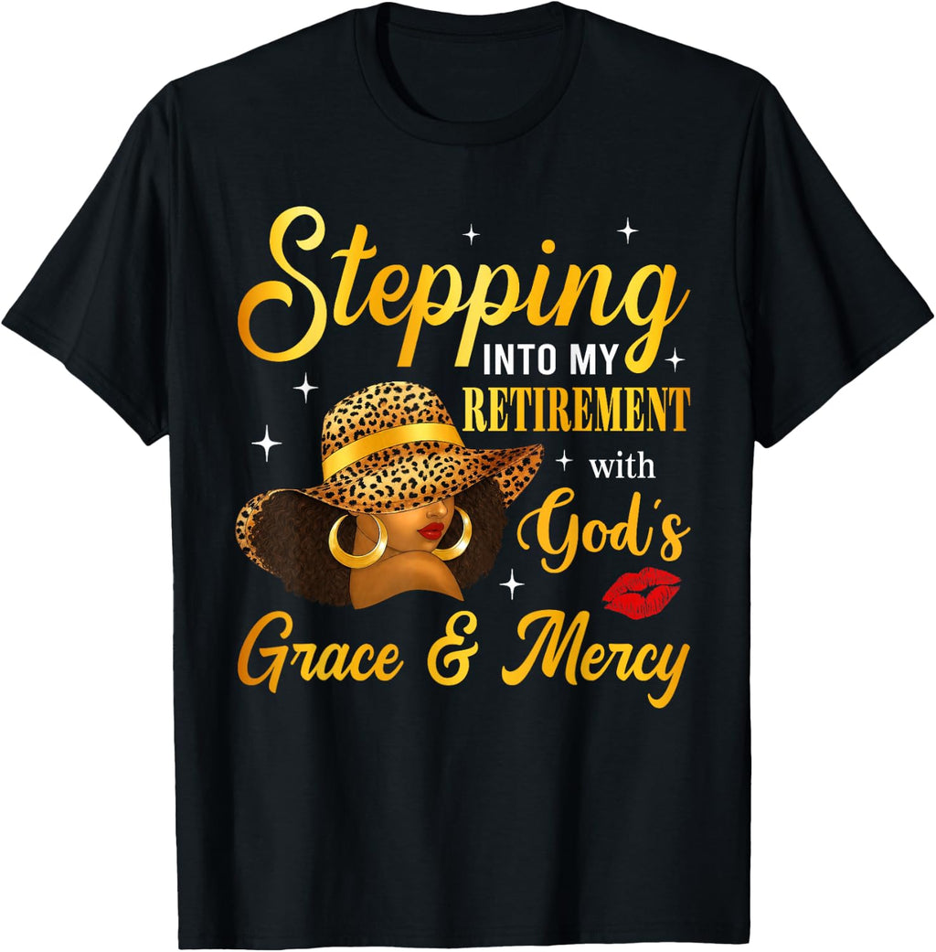 Stepping Retirement Afro Woman Leopard Sun Retired Unisex T-shirt, Sweatshirt, Hoodie (1)