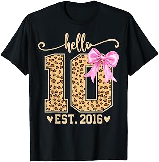 Hello Ten Est 2016 10th Birthday Leopard Bow 10 Year Girl (1)