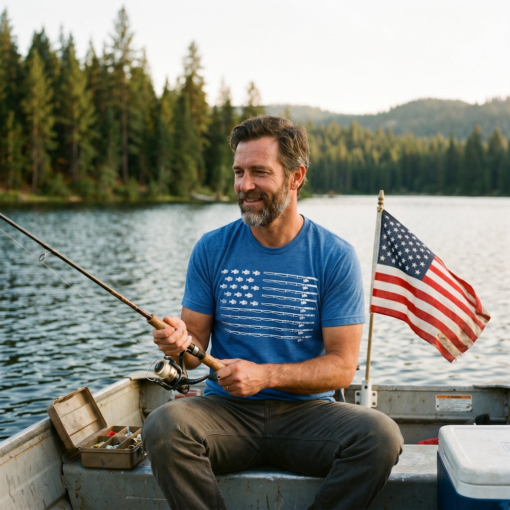 Fishing American Flag Men's T Shirt