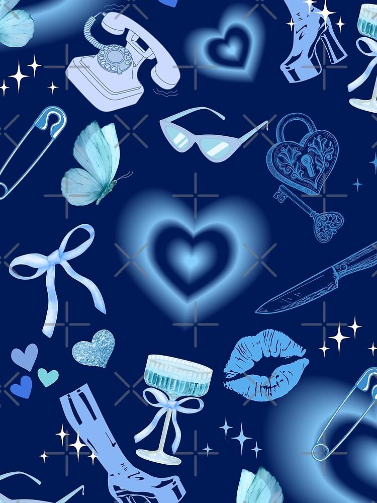 Y2K Blue Coquette Aesthetic SC Design iPhone Case, SC fan Gift, Summer Blue, Butterfly, Heart, Lips by caseluv... (Image 2)