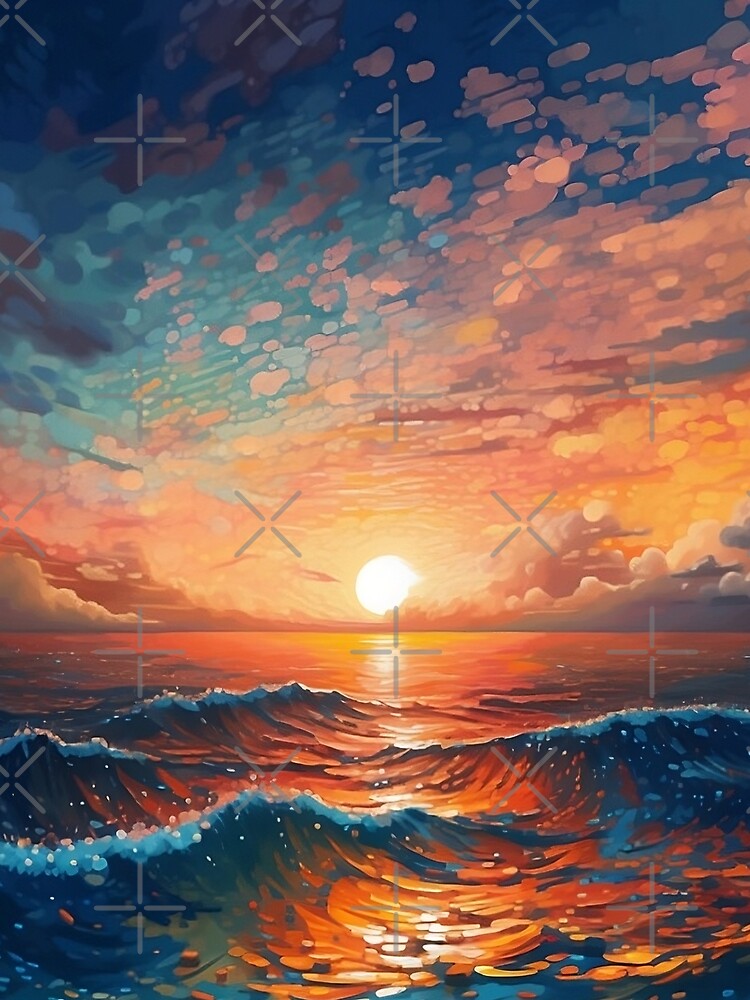 Pixel Storm Sunset with Detail Ocean and Clouds - Digital Art by SnoopyTF T-Shirts, Hoodie, Sweatshirt (Image 2)